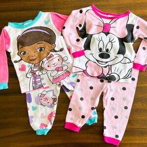 2 pack | Disney Minnie Mouse & Doc McStuffins Long Sleeve Pants Pajama Sets 12M